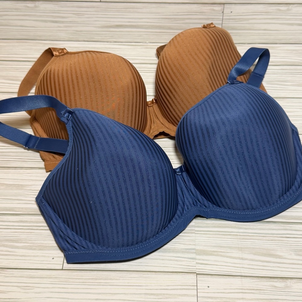 Freya Idol Underwire Molded T-Shirt Bra 32G Lot of 2 Blue & Tan AA1050